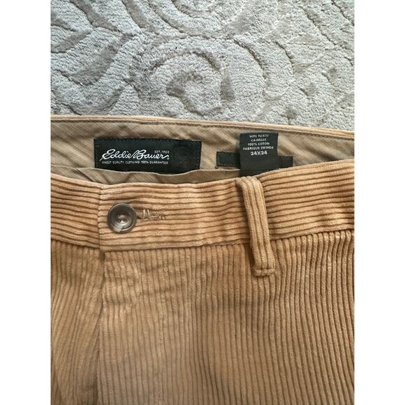 Eddie Bauer Men’s Corduroy Pants Trousers 34x34 Classic Fit Wide Wale Tan Cotton - Picture 4 of 6